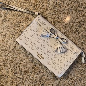 NWT Kate Spade Hayes Perforated Clutch in White